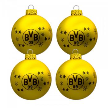 Borussia Dortmund BVB Christbaumkugeln 4er-Set Gold Glas 7,5 cm